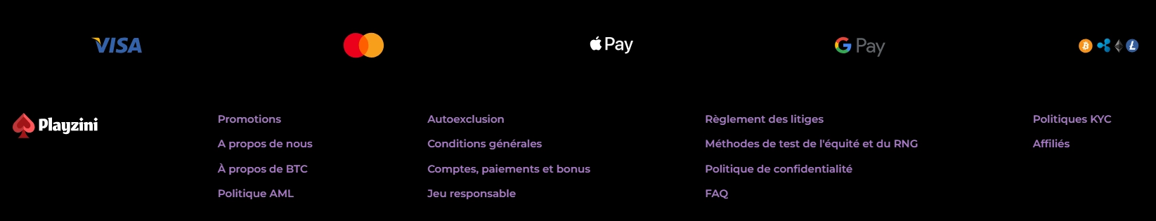 playzini casino paiements